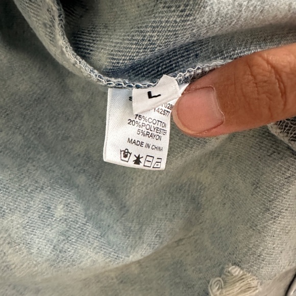 Judith March Distressed Butterfly Cutout Jean Jacket - Picture 4 of 4